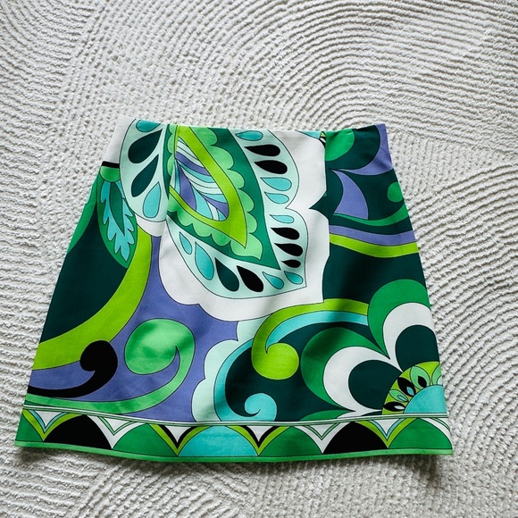 Zara Multi Green Patterned Women's A-Line Mini Skirt - Picture 4 of 9